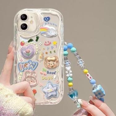Imagem de Linda capa de telefone para iPhone 13 Pro Teens com lindo urso 3D floral estético capa de telefone com adorável urso coração charme capa de telefone feminina