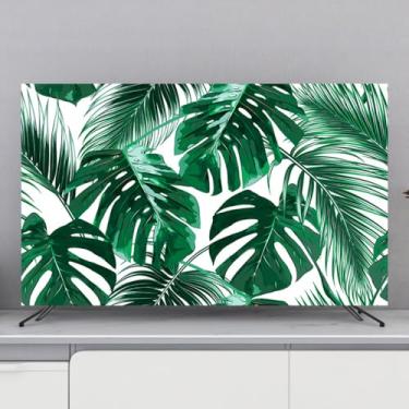 Imagem de Capa de TV 32-80 polegadas para TV interna capa à prova de poeira flores/folhas pintura impressão protetor de tela de TV macio monitores de televisão capa para LED LCD quarto sala de estar