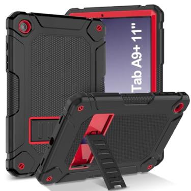 Imagem de BMOUO Capa para Samsung Galaxy Tab A9 Plus 11 polegadas 2023 (SM-X210/X216/X218), capa protetora resistente à prova de choque para Samsung Galaxy Tab A9+ Plus, preta e vermelha