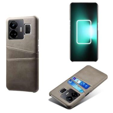 Imagem de Capas Compatível com OPPO Realme GT NEO 5,Caso de couro PU-Tampa de telefone a prova de choque com 2 slots de cartão,Proteção anti-impressão digital e anti-gota-Grey