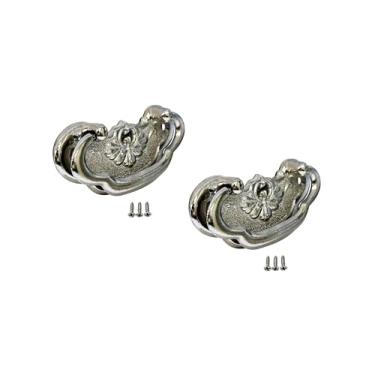 Imagem de QCAA Puxador de gaveta vintage para móveis, caixa de madeira, molde de zinco, comprimento 6 cm x 7 cm de altura, níquel, pacote com 2, feito em Taiwan