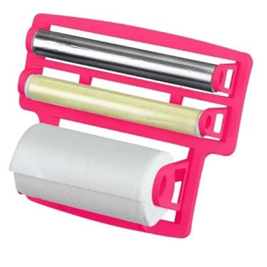 Imagem de Porta Papel Toalha Triplo Suporte Rolos Para Cozinha 3 em 1(ROSA PINK)
