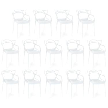 Imagem de Kit 14 Cadeiras de Jantar Allegra Prática Empilhável - Branco