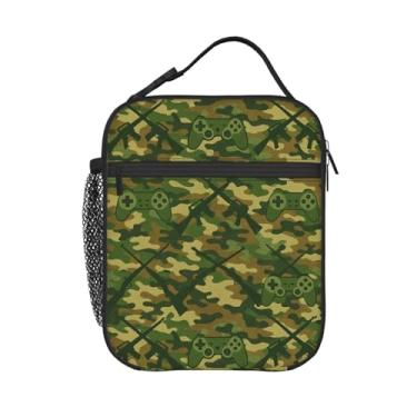 Imagem de PrelerDIY Lancheira Camo Game Shot Gun – Lancheira isolada para meninos/meninas/mulheres/homens, lancheira removível