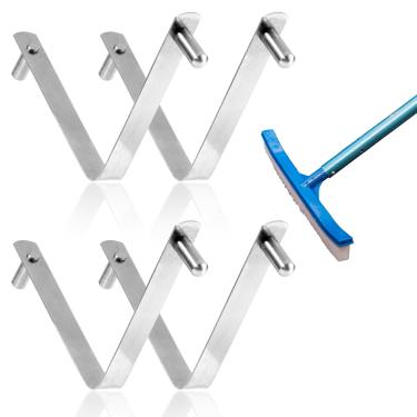 Imagem de 4 pçs escova de piscina clipe em forma de V, clipes borboleta piscina aço mola universal pino duplo ganchos de botão de mola para escovas skimmers rede