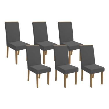 Imagem de Kit 2 Cadeiras De Cozinha 2cad142fr 6 Un Freijó Suede Deluxe Grafite