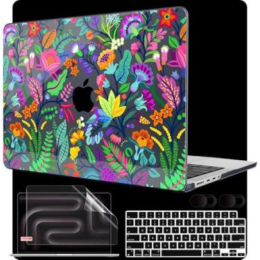 Imagem de MEEgoodo Capa para M4 MacBook Pro 14 polegadas 2024 2023 2021 A3112/A3401/A3185/A2918/A2992/A2779/A2442 M3 M2 M1 Pro/Max, capa para laptop compatível com MacBook Pro de 14 polegadas, flores brilhantes
