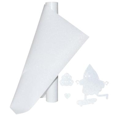 Imagem de Rolo de vinil de transferência de calor HTV com glitter branco em vinil para camisetas