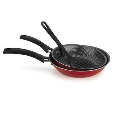 Imagem de Conjunto Frigideiras 16/20 Com Espátula Vermelha Resistente Durável e Saudável