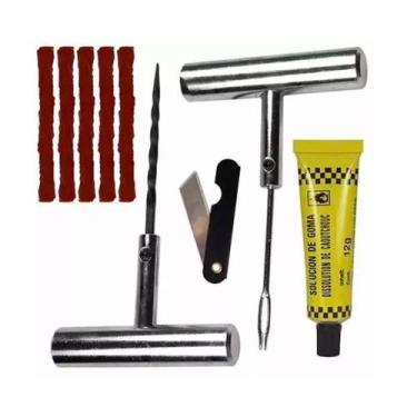 Imagem de Kit Reparo De Pneu Completo Sem Câmera Carro Moto 9 Peças - Idea