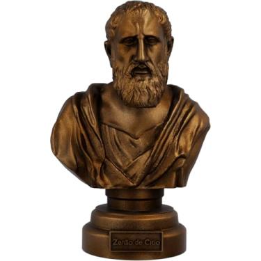 Imagem de Estátua Busto Zenão de Cítio - Filósofo Estoicismo (Cor Cobre Antigo)
