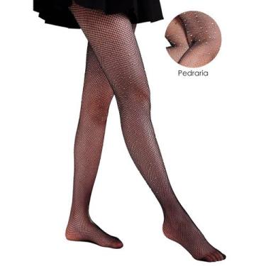 Imagem de Meia Calça Arrastão Preta com Strass Feminina Roupa - Shopmix