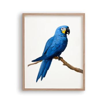 Imagem de RoyoLam Impressões de arte de parede em tela de pássaro arara - sem moldura 20 x 25 cm, decoração de berçário de papagaio azul para quarto de crianças e sala de jogos