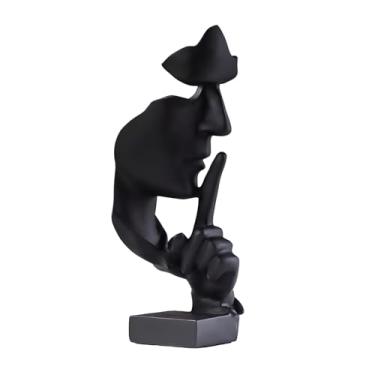 Imagem de aboxoo Estátua de pensador, Silêncio é dourado, estatueta de arte abstrata, esculturas de resina para casa moderna, objetos decorativos, piano, decoração de mesa para sala criativa, casa, escritório