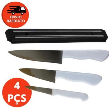 Imagem de Kit Barra Magnética Suporte Organizador 50cm E Jogo Com 03 Facas Taman