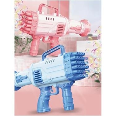 Imagem de Lançador de Bolhas Sabão Bazuka Automática Bolha de Sabão Pistola de Bolhas 25 Furos de Bolhas Linha Premium M5 Armarinhos (Rosa)