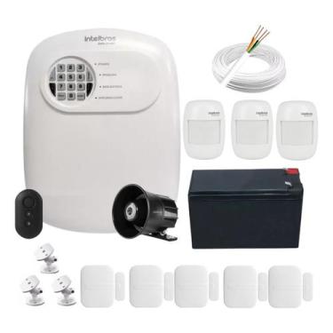 Imagem de Kit Alarme Sem Fio Intelbras 5 Magnéticos, 3 Infra, 50m de Cabo e Bate