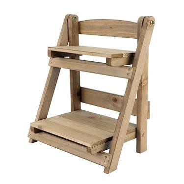 Imagem de Two Layer Folding Plant Stand Shelf Retro Green Storage Rack for Indoor Outdoor Use Multi Functional Bookshelf Succulent Organizer for Home Office Balcony and Housewarming(Coffee)