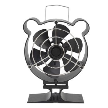Imagem de Fan do fogão alimentado por calor 6 Blade Wood fogão a lenha circulação eficiente de fluxo de ar para lareira de madeira de madeira queimador de log alumínio 13x5.5x16.5cm