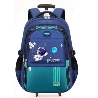 Imagem de Mochila rodinhas carrinho Escolar Infantil Imperme�vel com M�ltiplos Compartimentos, Faixas Refletivas, para 6-13 Anos