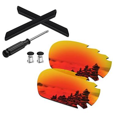 Imagem de SmartVLT Lentes de reposição masculinas e auriculares e parafusos T20 para Oakley Jawbone/jaqueta de corrida Ventilada - Mais opções, Fire Red, One Size
