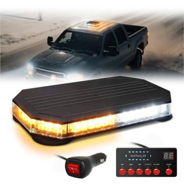 Imagem de Luz estroboscópica de teto de 42 LEDs, barra intermitente de segurança de risco de alta visibilidade, barra de luz estroboscópica de aviso de emergência com base magnética para caminhões, limpa-neve,