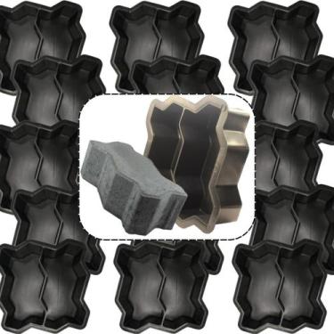 Imagem de 15un Forma Dupla Intertravada 16 Faces 24x10x8 Piso Concreto Bloquete 