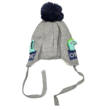 Imagem de Touca Gorro Infantil Com Pelinho Tapa Orelha Inverno Lisa - HR, Cinza,