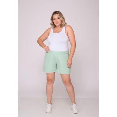 Imagem de Shorts Feminino Plus Size 7945 Verde Agua - Macaw, Verde agua, GG2