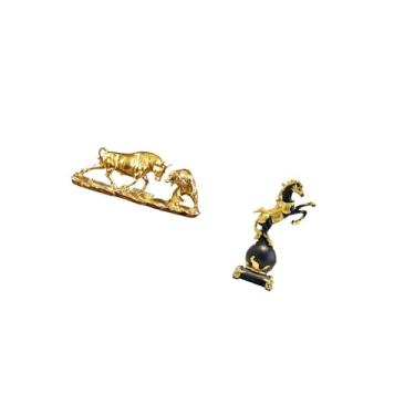 Imagem de IEUDNS Coleção de Esculturas Modernas de Animais, Estátua de Cavalo Touro, Arte em Estilo Chinês para Mesa, Mesa, Centro de Mesa, Sala de Estar, Quarto, Lare