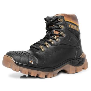 Imagem de Coturno Adventure Couro Masculino Ajuste Cadarço Solado Borracha Trato
