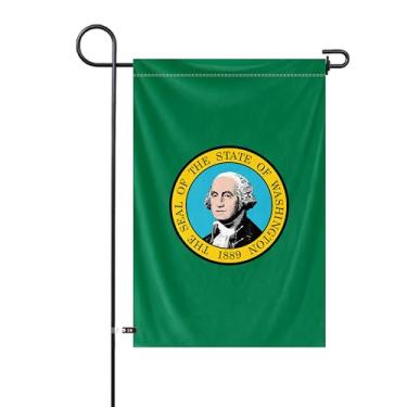 Imagem de Bandeira de jardim do estado de Washington 30,5 x 45,7 cm bandeira vertical dupla face poliéster pequena bandeira patriótica celebração do estado festa decoração externa