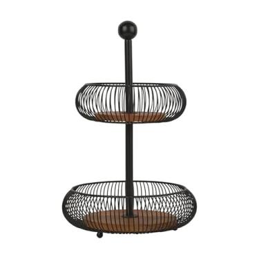 Imagem de Gourmet Basics by Mikasa Westfield Cesta de armazenamento para banheiro Fruit Kitchen, 2 camadas, preta