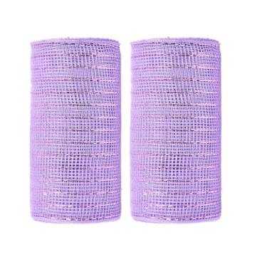 Imagem de JStnana 2 rolos de fita de malha roxa clara para artesanato de guirlandas, 15,2 cm x 7,6 m por rolo, rolos de malha decorativa, tecido de malha decorativa para guirlanda de primavera, Páscoa