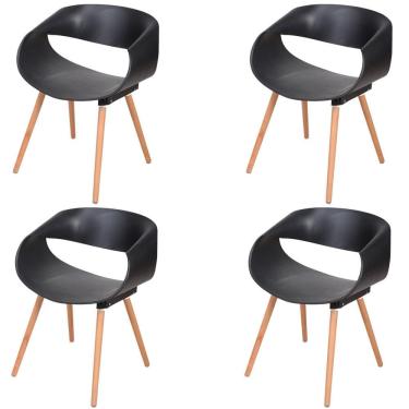 Imagem de Kit 4 Cadeiras Laís Anm8035f Anima Office Em Polipropileno Preto Base Em Madeira