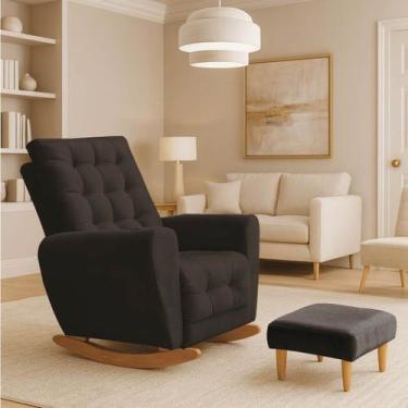 Imagem de Poltrona Amamentação Base Balanço Cecilia - Silverio Decor, Marrom
