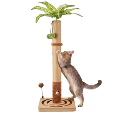 Imagem de MECOOL Poste arranhador para gatos de 89 cm de altura, resistente e premium, com bola pendurada e pista de bola, árvore de gato fofa para gatos em ambientes internos