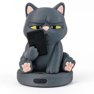 Imagem de Gato Rabugento: Porta Celular 3D Único! Decore com Humor - LAURA MULTI