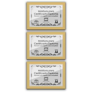 Imagem de Kit 3 Certificados Diplomas A4 com Tela de Acetato e MDF - SHD Soleil 