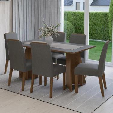 Imagem de Conjunto Sala De Jantar Tampo De Madeira 6 Cadeiras Rustic/cinza/silve