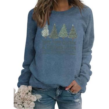 Imagem de Moletom GVABRLN Christmas para mulheres e crianças azul