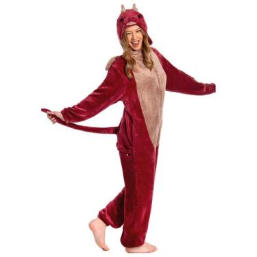 Imagem de Pijama de pelúcia unissex para adultos Onesie OLAOLA Red Dragon, grand