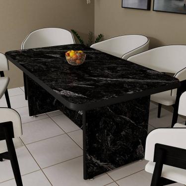 Imagem de Mesa Sala de Jantar Em MDF Estampa Marmorizada Para 6 Lugares