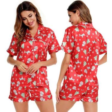 Imagem de Conjunto de pijamas SWOMOG, roupa de dormir de manga curta feminina, c