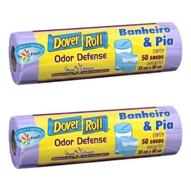 Imagem de Saco De Lixo Banheiro Pia Odor Defense 50un Kit Com 2 Rolos Cesto Lixo