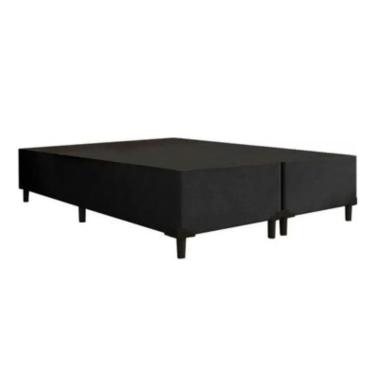 Imagem de Base Cama Box Queen Bipartido Preta  Suede 40x158x198 - Santo Box FR