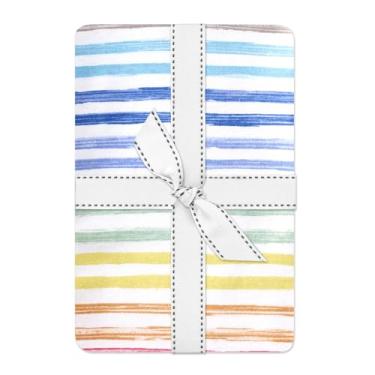 Imagem de Frankie Lençol de berço 100% algodão orgânico para bebês e crianças, macio e respirável para meninas, meninos, arco-íris azul ensolarado, tamanho único