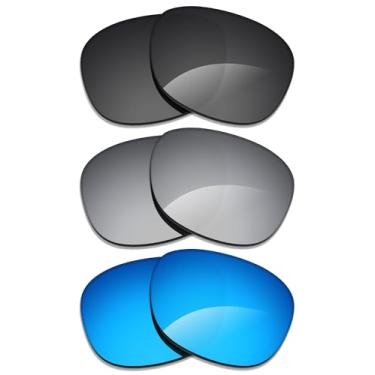Imagem de Alphax 3 pares de lentes polarizadas de substituição para óculos de sol Ray Ban Aviator RB3025 55 mm - preto + titânio + azul