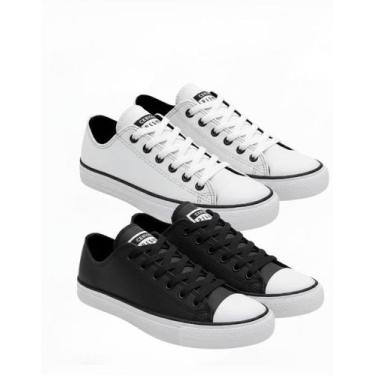 Imagem de 2 pares tenis feminino e masculino star branco preto caramelo, Preto, 