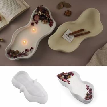 Imagem de Molde de silicone para vaso de vela grande, recipiente de armazenamento irregular, molde de concreto para fabricação de velas, armazenamento de joias
